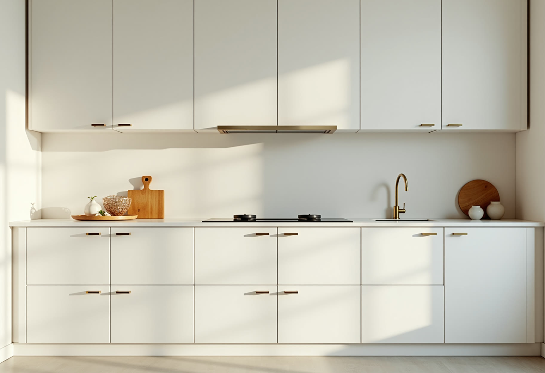 Oak cabinets sprayed white in a Norman kitchen