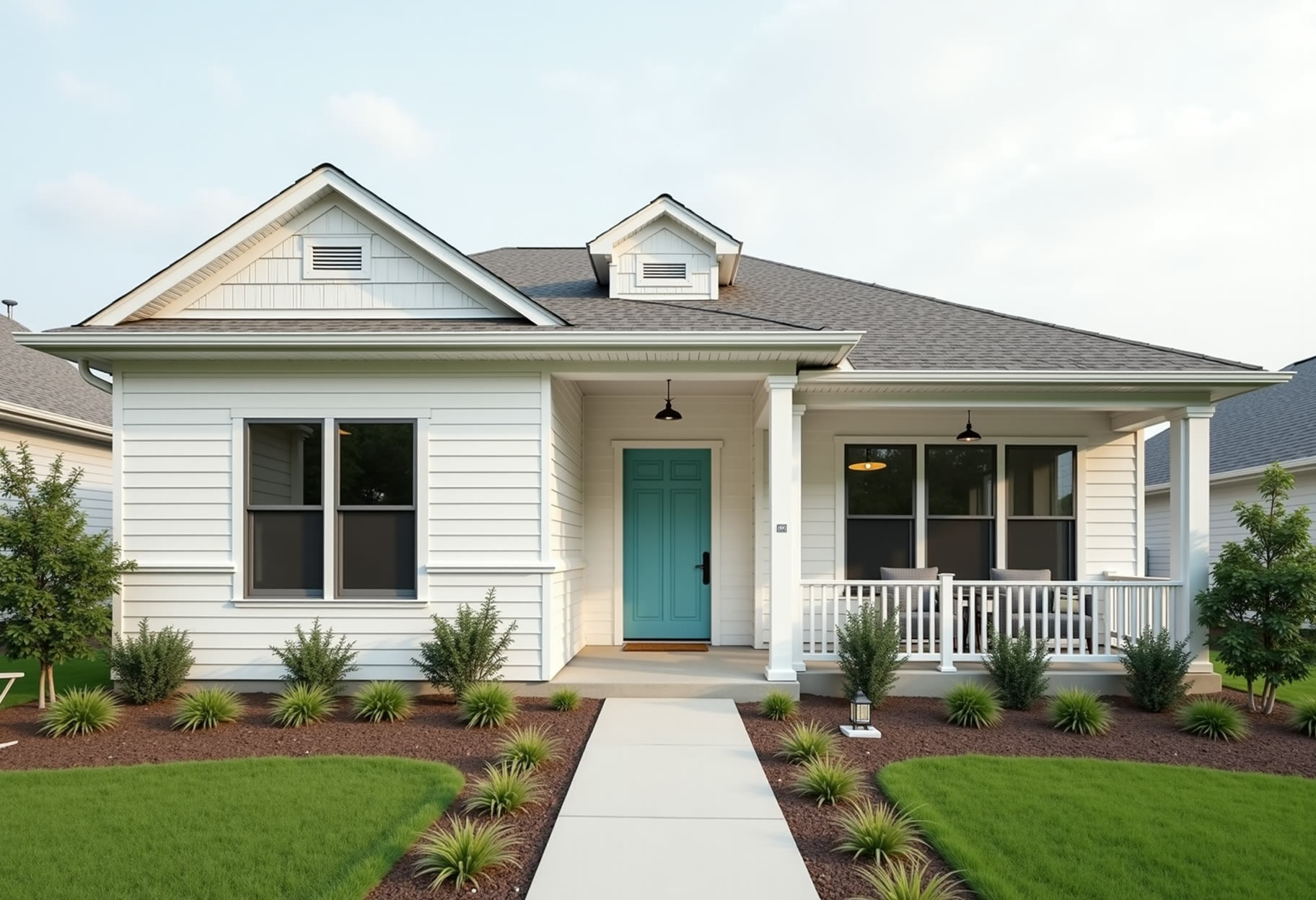 Exterior repaint on a brick-and-siding house in Midwest City